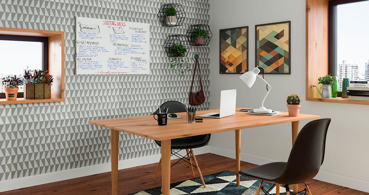 Inspiração: decoração para home office com formas geométricas