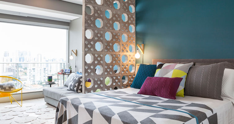 Decoração com cobogó nos quartos.